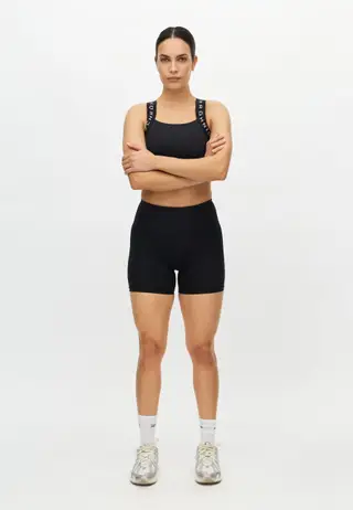 Logo High Waist Bike Tights, Black