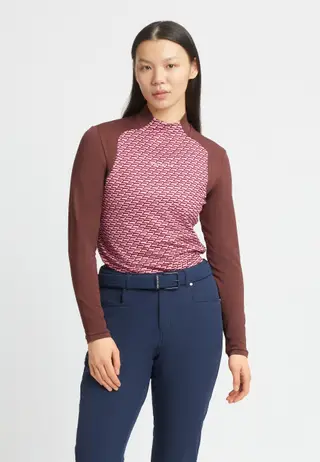 Ellie Brushed LS Top, Carmine Rose Retro Mono