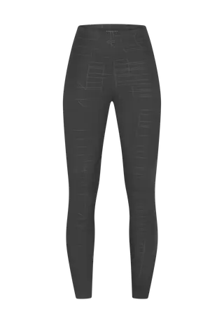 Logo Effect High Waist Tights, Grey Emblem Emboss