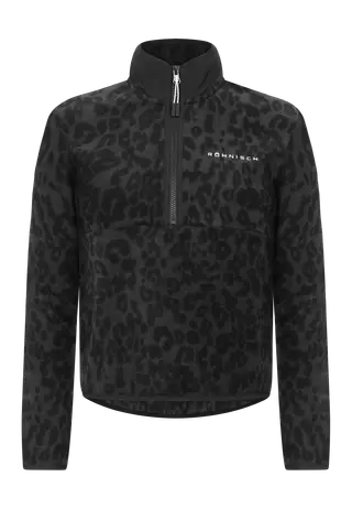 Thermal Half Zip Fleece, Grey Leo Print