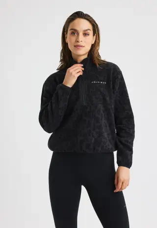 Thermal Half Zip Fleece, Grey Leo Print