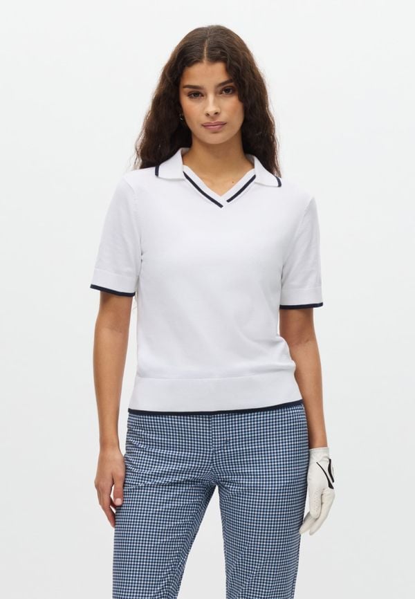 Swing Knitted Poloshirt, White/Navy
