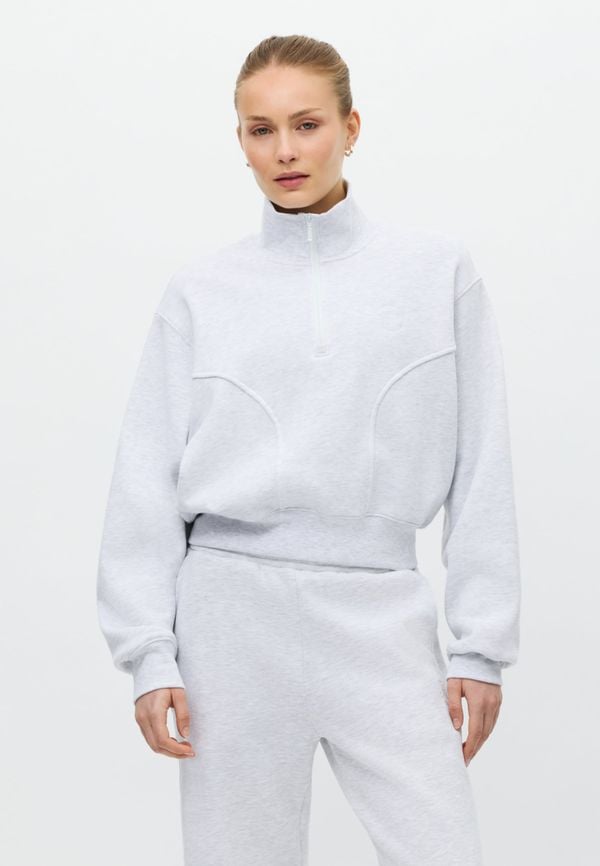 Base Sweat Half Zip, Light Grey Melange