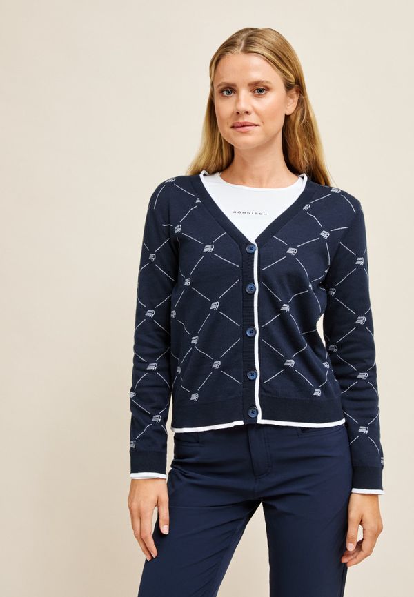 R Logo Cardigan, R Check Navy