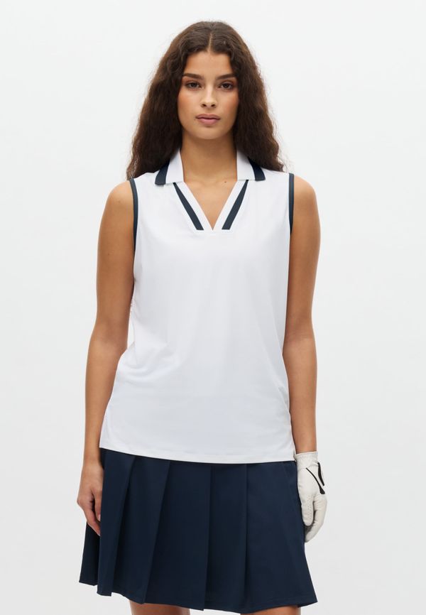 Essential Sleeveless Poloshirt, White/Navy
