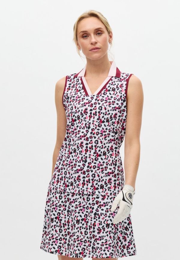 Essential Sleeveless Poloshirt, Leo Pink/Beet