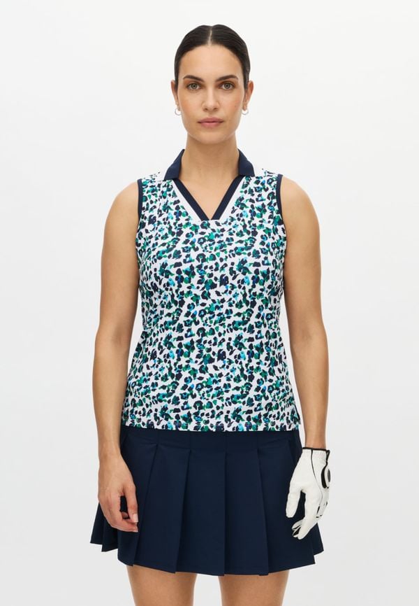Essential Sleeveless Poloshirt, Leo Blue/Green
