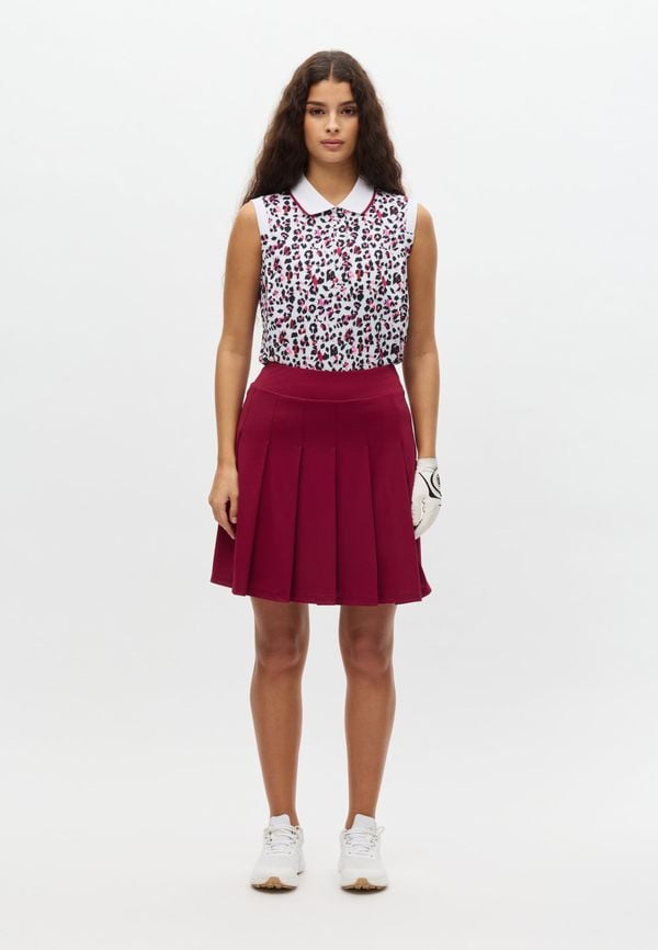 Nicky Pleated Long Skort, Beet Red