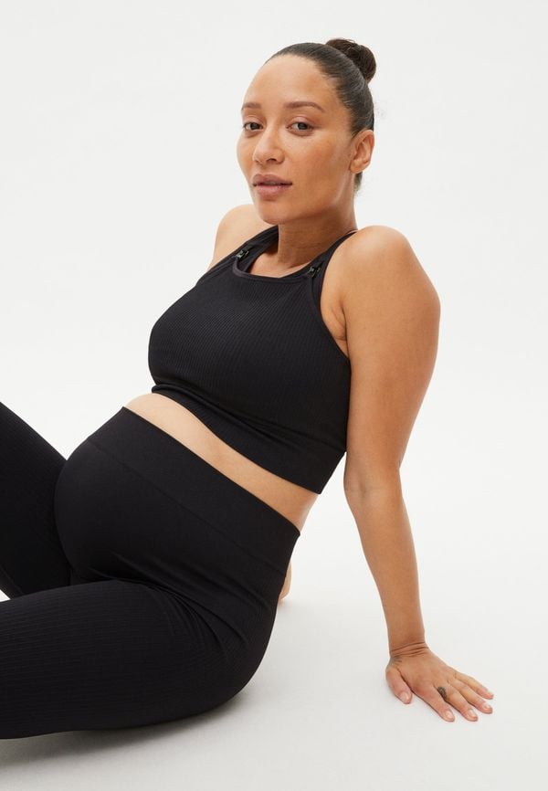 Maternity Seamless Rib Sportsbra, Black