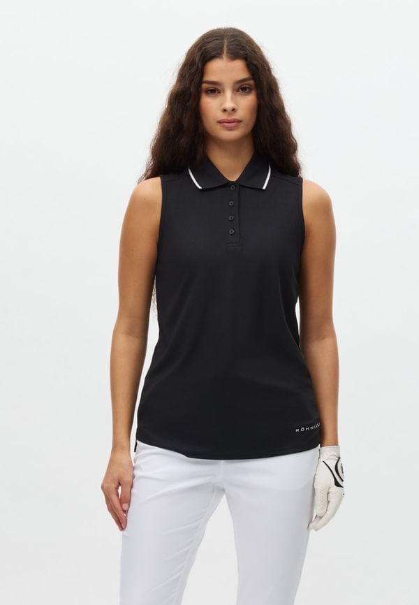 Miriam Sleeveless Poloshirt, Black