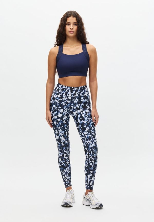 Printed High Waist Tights, Indigo Bloom