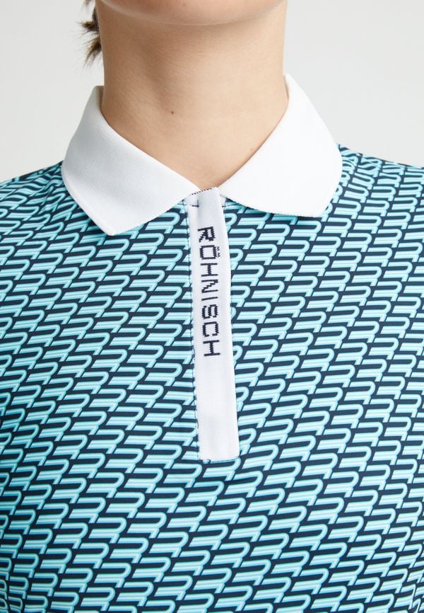 Abby Poloshirt, Capri Blue Retro R Mono