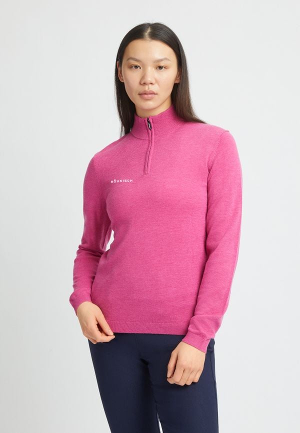 Kora Knitted Half Zip, Carmine Rose