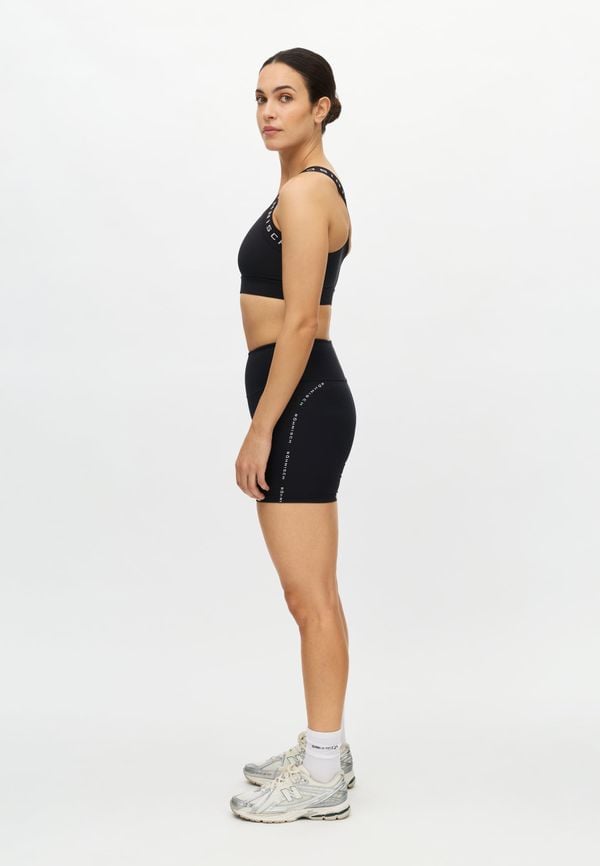 Logo High Waist Bike Tights, Black