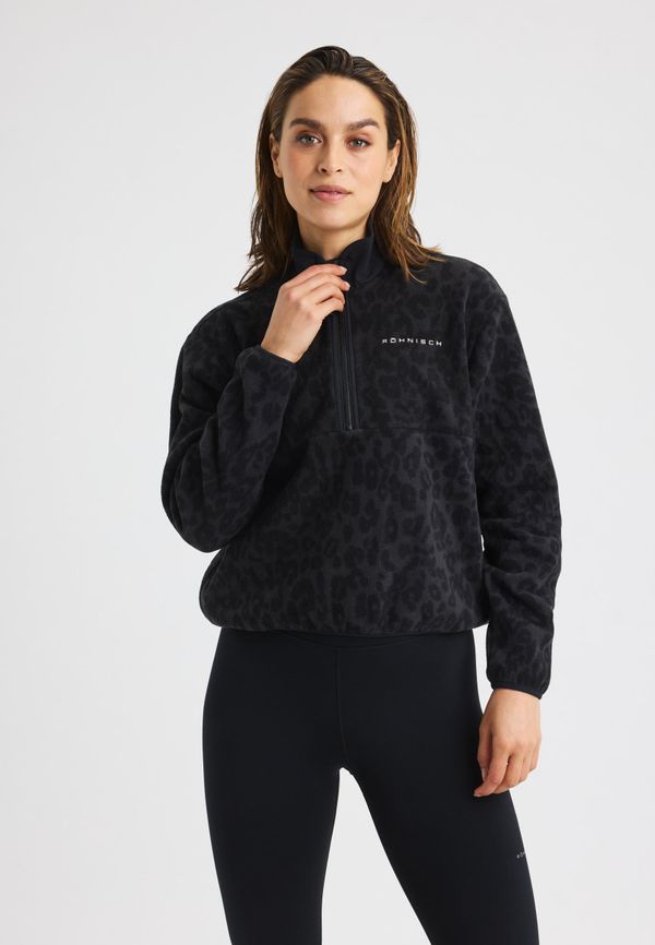 Thermal Half Zip Fleece, Grey Leo Print